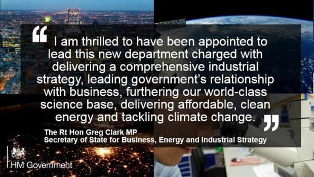 Greg Clark quote: 'I am thrilled to have been appointed to lead this new department.'
