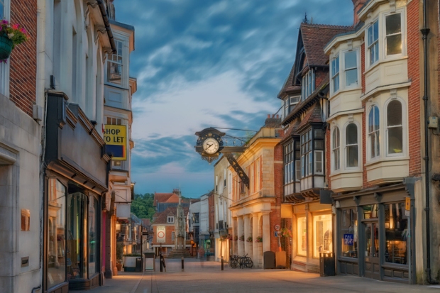 A deserted high street.